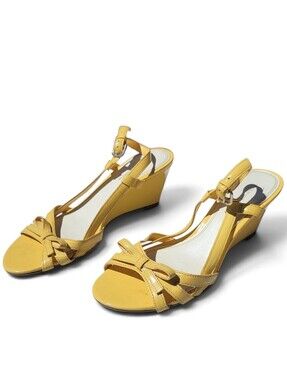 Predictions Yellow T-Strap Wedge Sandals